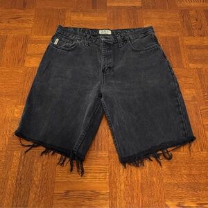 Vintage Long Black Jean Shorts Men's Size 34 - Fits Women Size 8-12